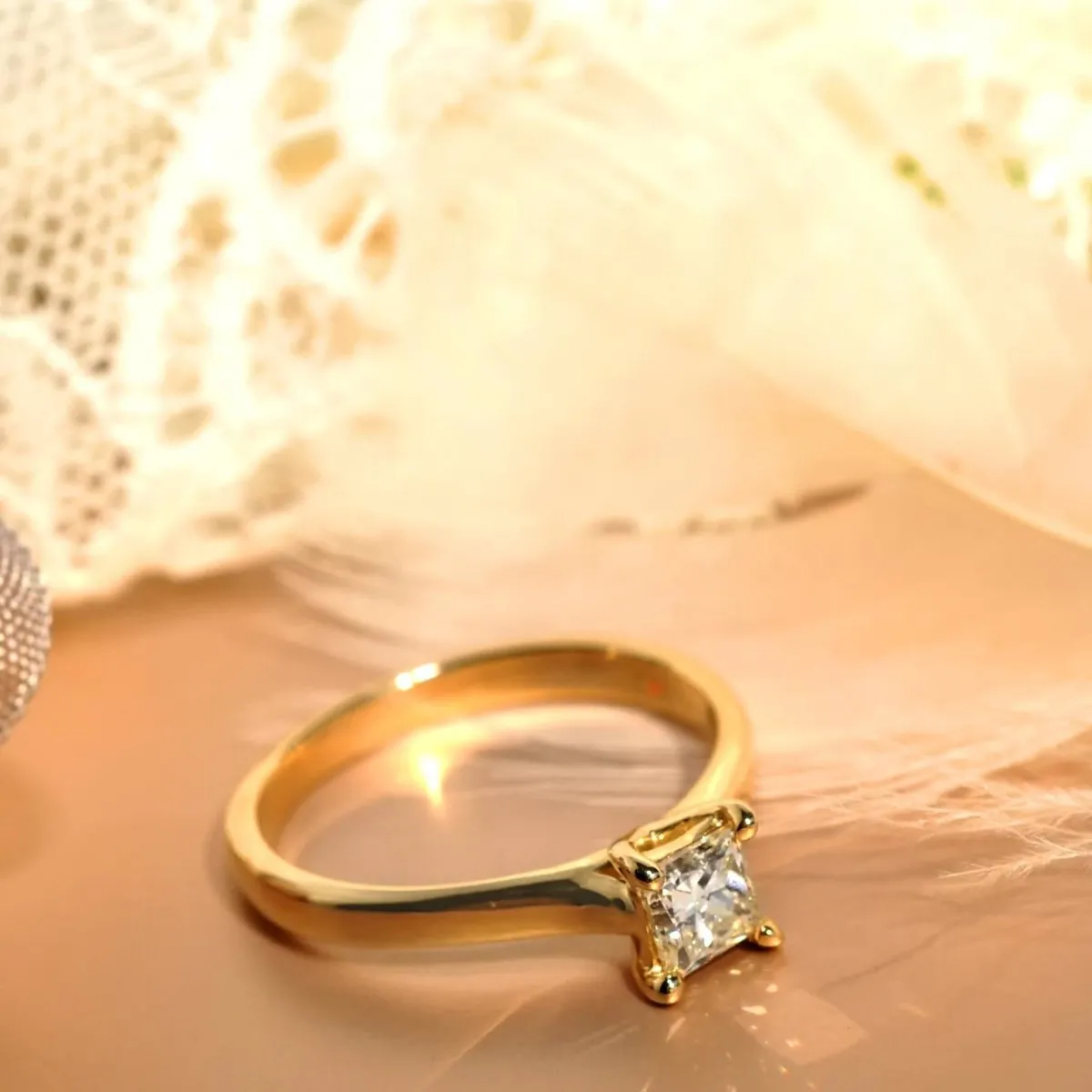 0.35-1.50 CT Princess Cut Diamonds - Solitaire Ring