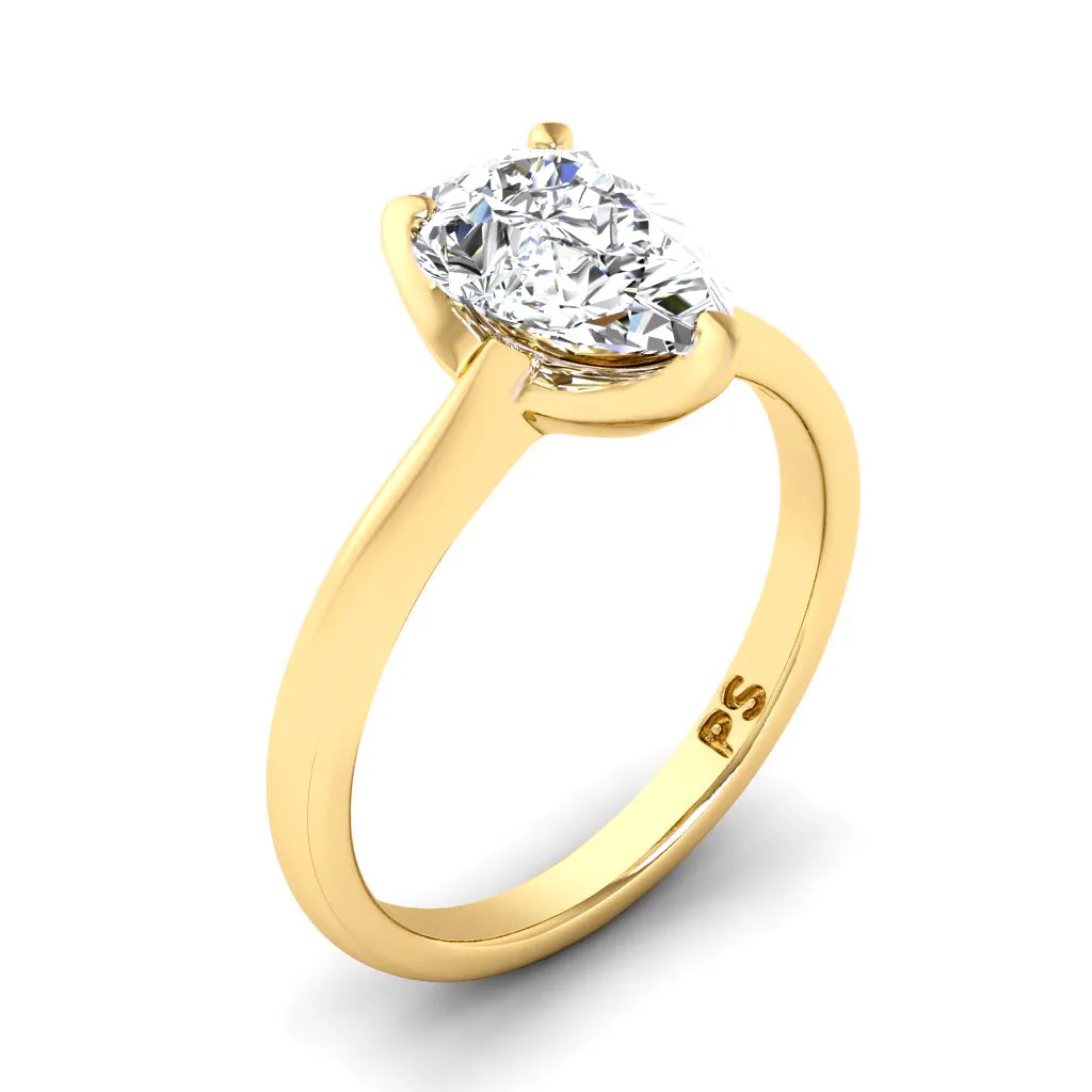 0.50-3.00 CT Pear Cut Lab Grown Diamonds - Solitaire Ring