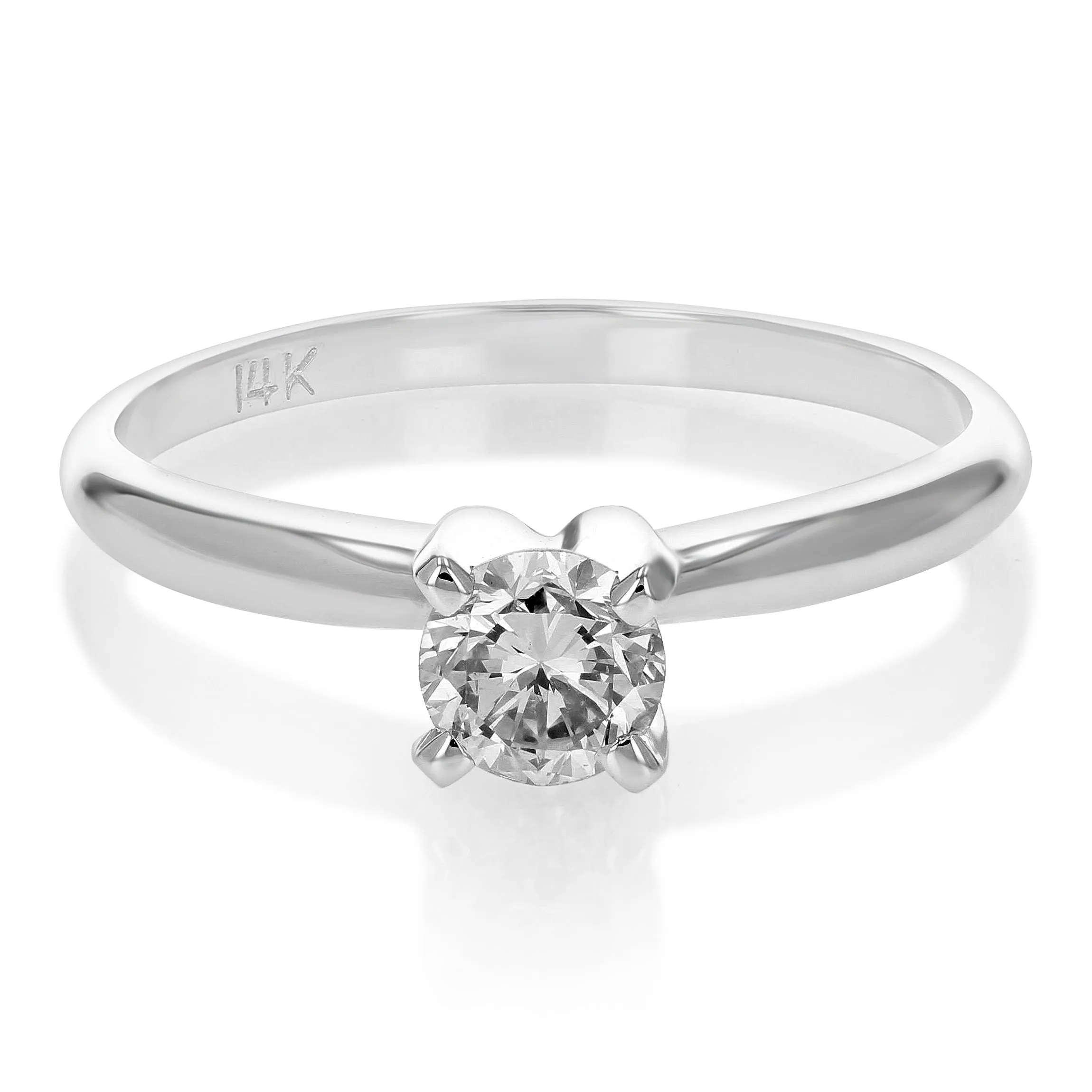 0.55 cttw SI1 Diamond Solitaire Engagement Ring 14K White Gold Round Size 7