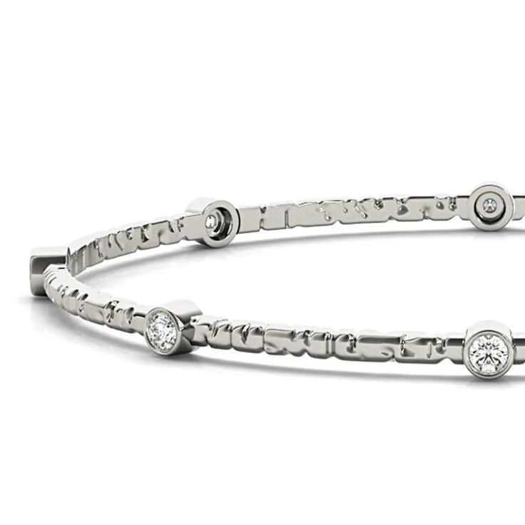 0.80 ctw Round Diamond Bangle Bracelet Bezel Set
