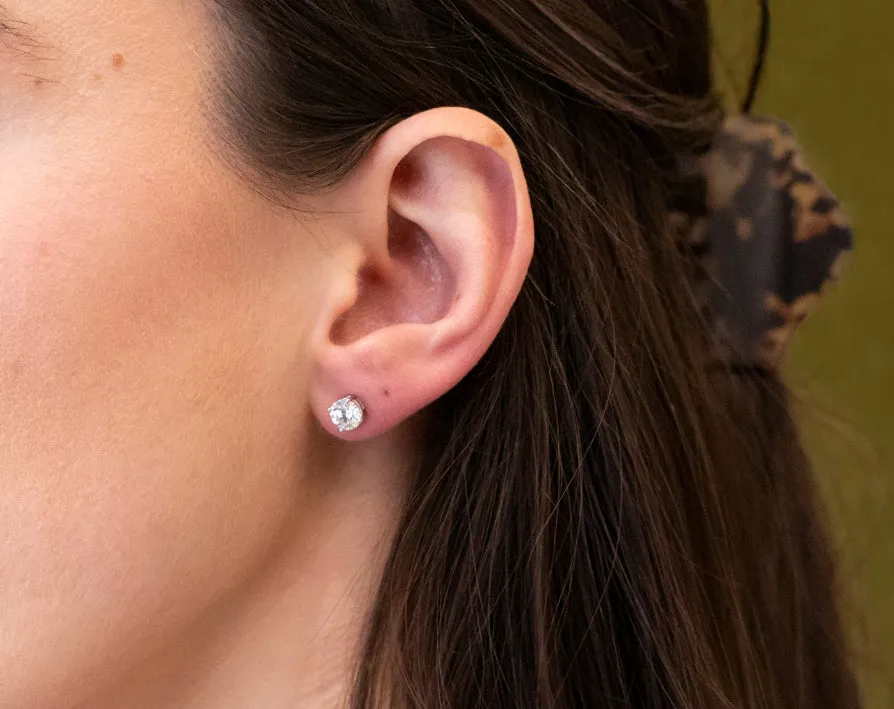 1 Carat Lab Diamond Stud Earrings in 14K White Gold
