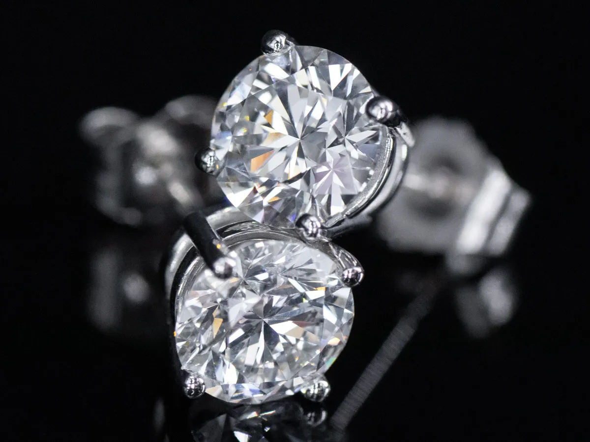 1 Carat Lab Diamond Stud Earrings in 14K White Gold