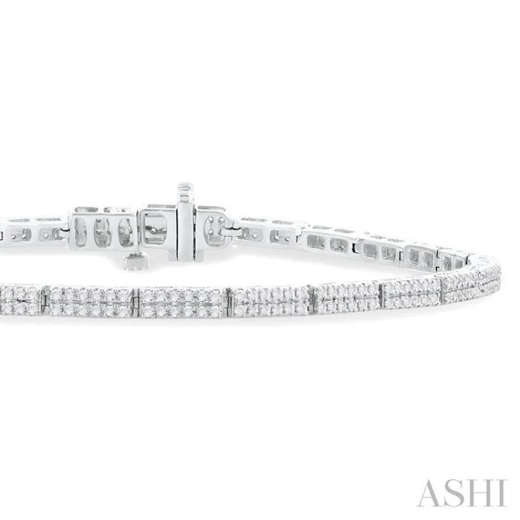 1 ctw Double Row Round Cut Diamond Bar Link Tennis Bracelet in 10K White Gold