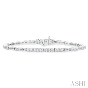 1 ctw Double Row Round Cut Diamond Bar Link Tennis Bracelet in 10K White Gold