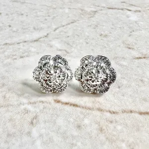 10 Karat White Gold Diamond Cluster Stud Earrings