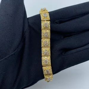 10K 10MM Square Diamond Baguette Bracelet 8.5"