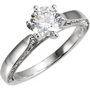 10K & 14K White Cubic Zirconia Engagement Ring