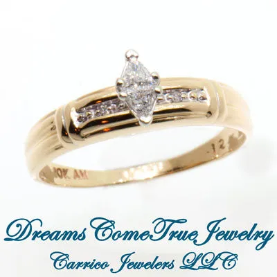 10K Gold 0.12 CTW Marquise Ladies Illusion Diamond Engagement Ring