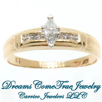 10K Gold 0.12 CTW Marquise Ladies Illusion Diamond Engagement Ring