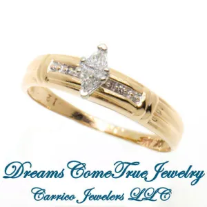 10K Gold 0.12 CTW Marquise Ladies Illusion Diamond Engagement Ring