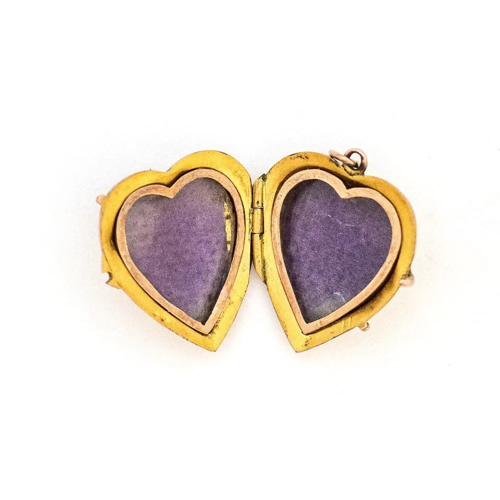 10K Gold Curlicue Antique Heart Locket