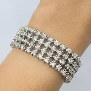 10K Stacked Tennis Diamond Bracelet 8"