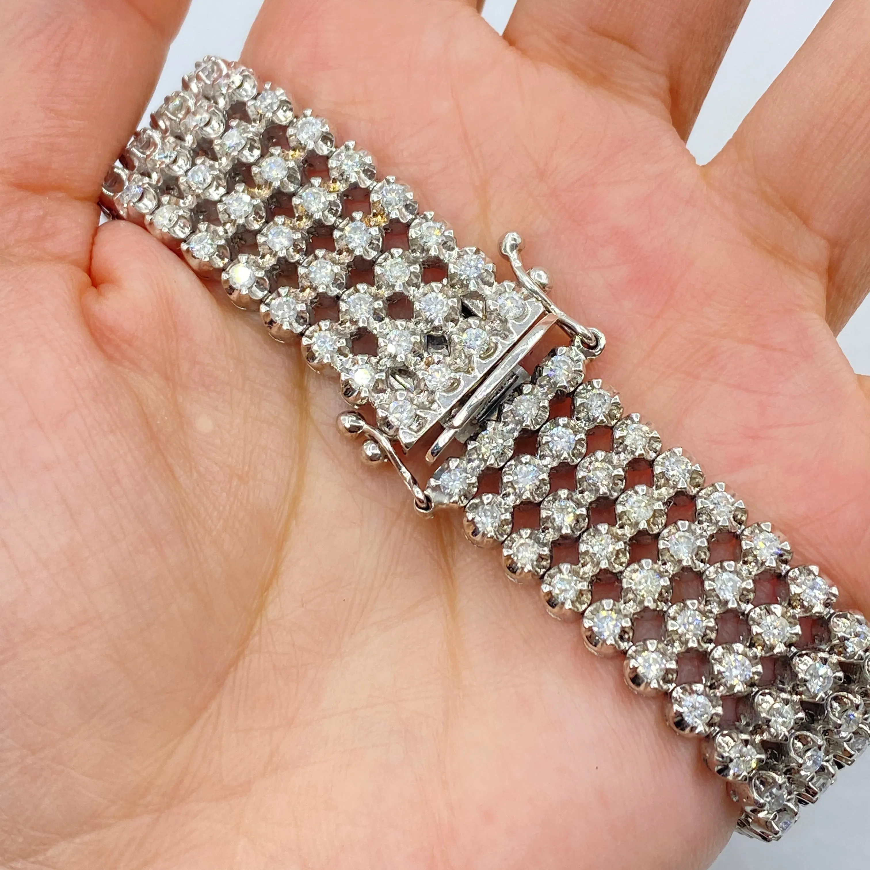 10K Stacked Tennis Diamond Bracelet 8"