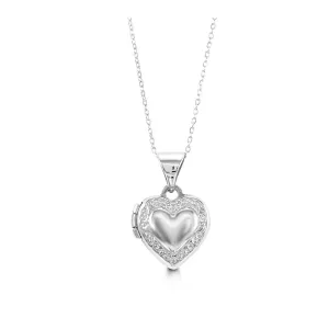 10K White Gold Baby Heart Locket