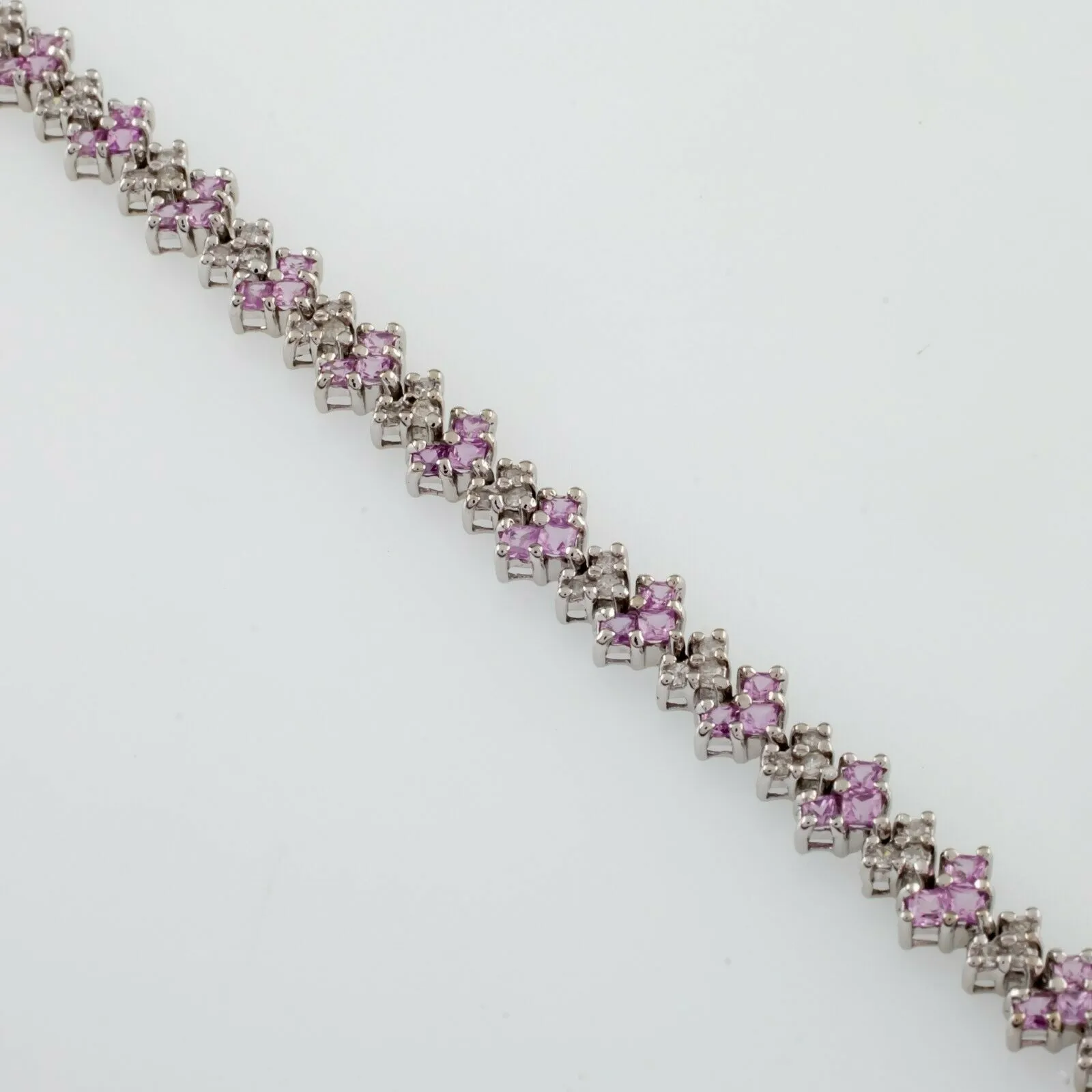 10k White Gold Diamond and Pink Amethyst Tennis Bracelet TDW = 8.28 ct