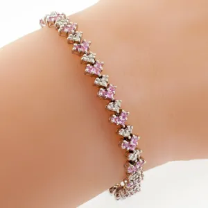 10k White Gold Diamond and Pink Amethyst Tennis Bracelet TDW = 8.28 ct