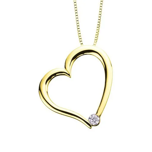 10K Yellow Gold (0.03ct) Canadian Diamond Heart Pendant