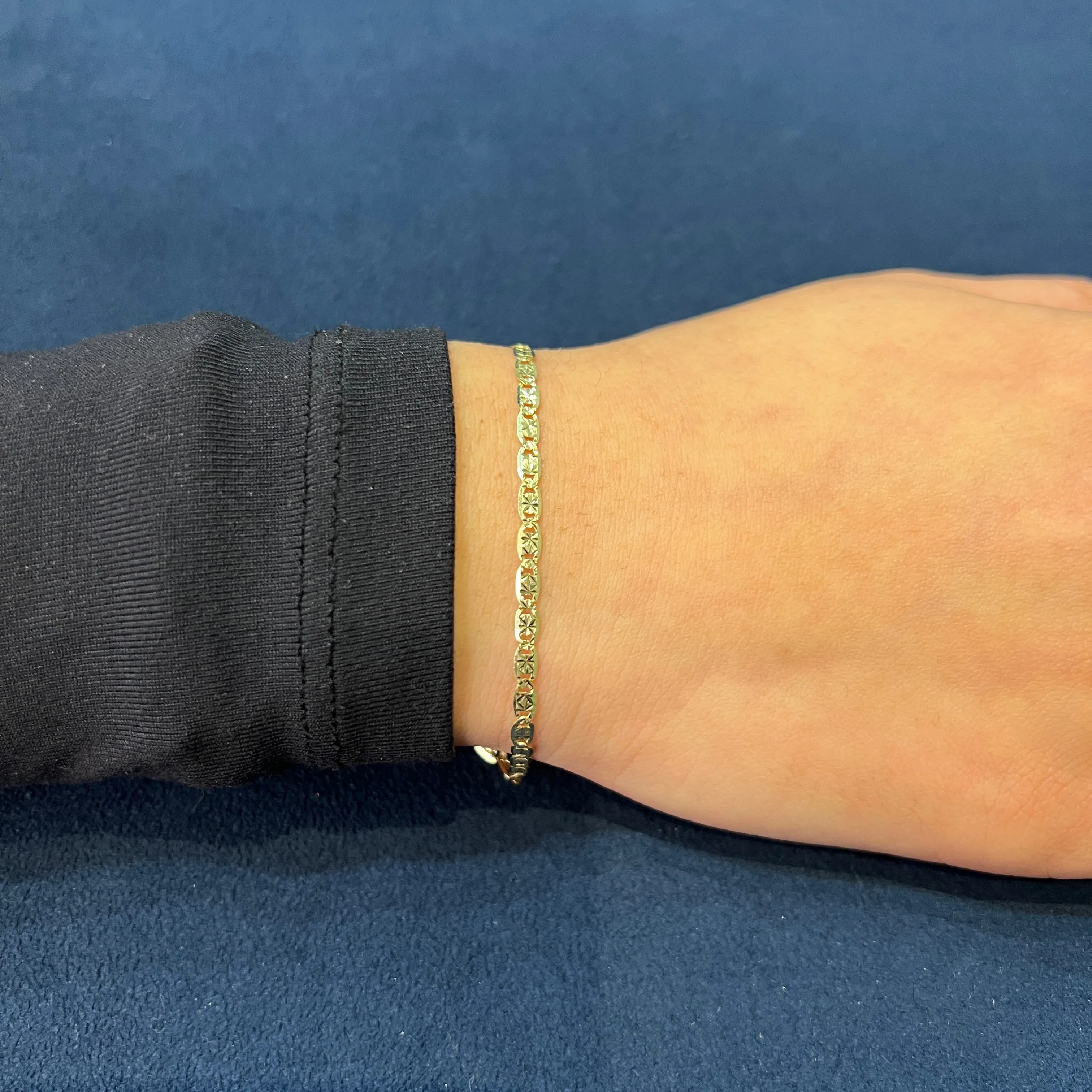 10K Yellow Gold (2.8mm) Milano Diamond Cut Chain Bracelet 7.5"
