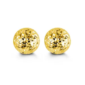 10K Yellow Gold (5mm - 10mm) Diamond Cut Ball Stud Earrings
