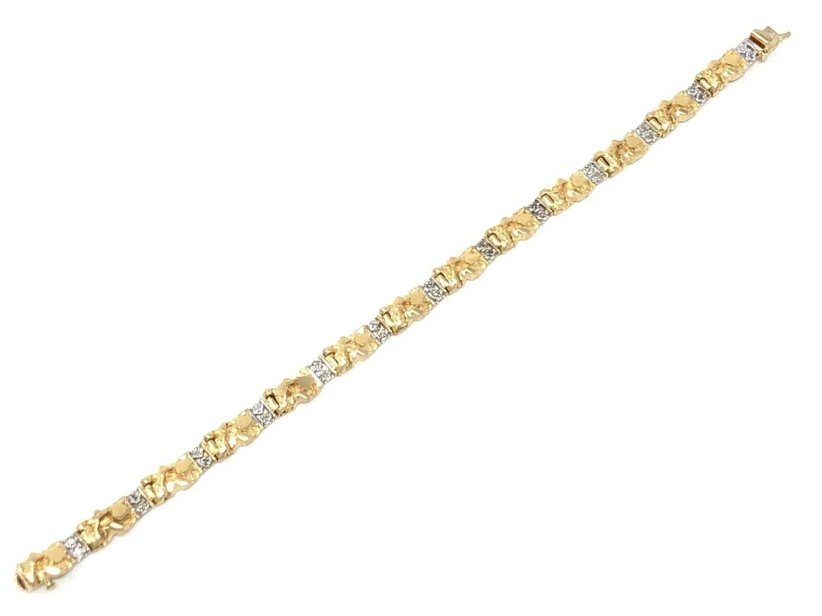 10k Yellow Gold Diamond Nugget Bracelet 8" 6mm 15 grams