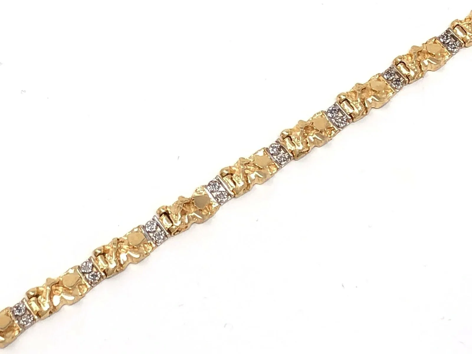 10k Yellow Gold Diamond Nugget Bracelet 8" 6mm 15 grams