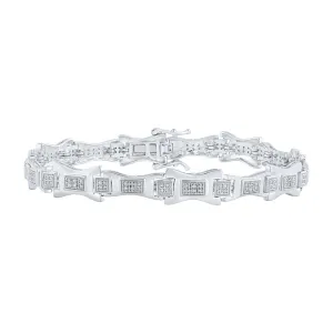 10kt White Gold Mens Round Diamond Link Bracelet 1/2 Cttw