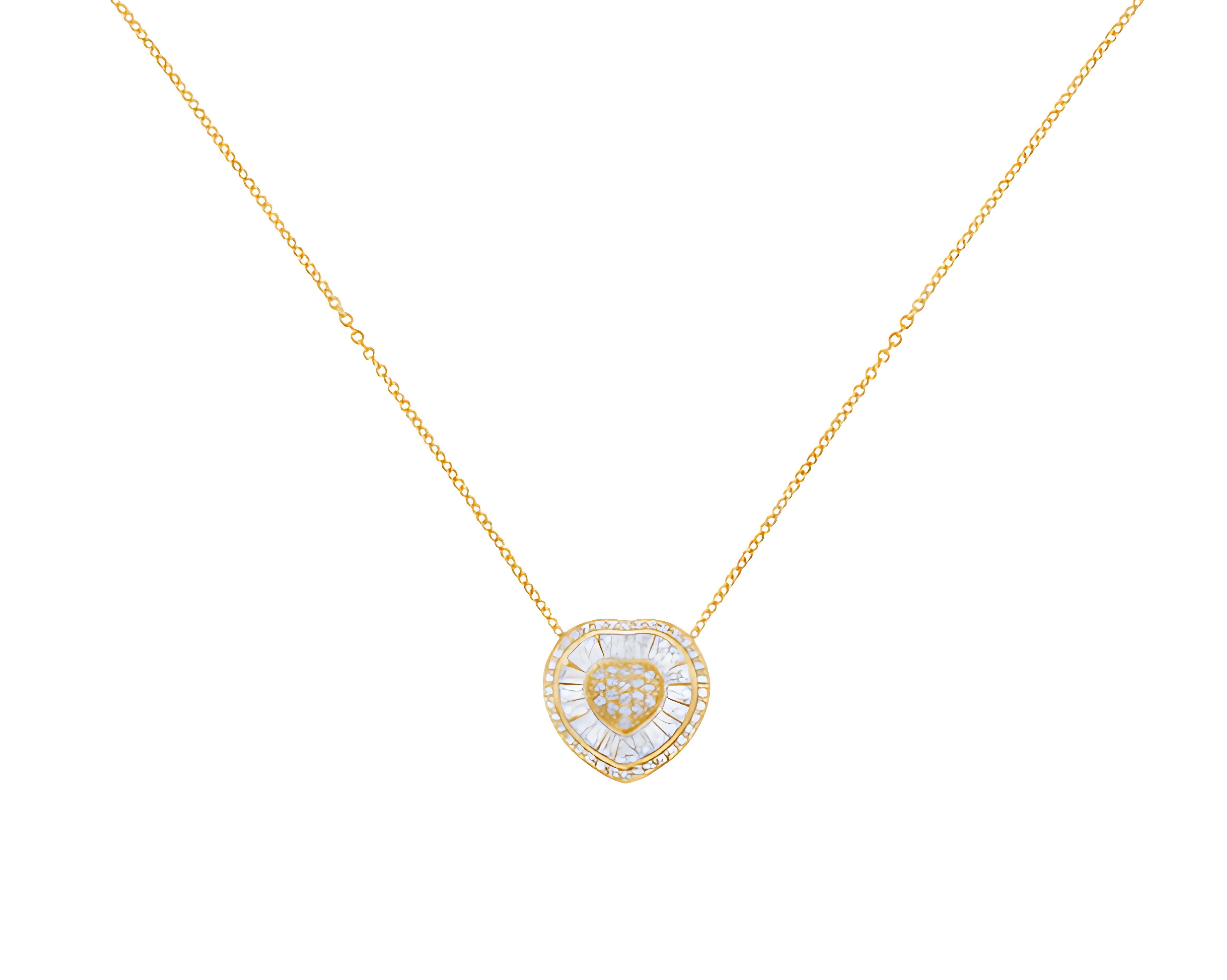10KT Yellow Gold Diamond Heart Pendant Necklace (1/2 cttw, H-I Color, I1-I2 Clarity)