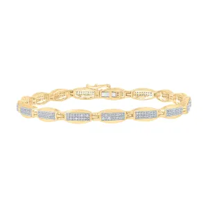 10kt Yellow Gold Mens Round Diamond Link Bracelet 3/4 Cttw