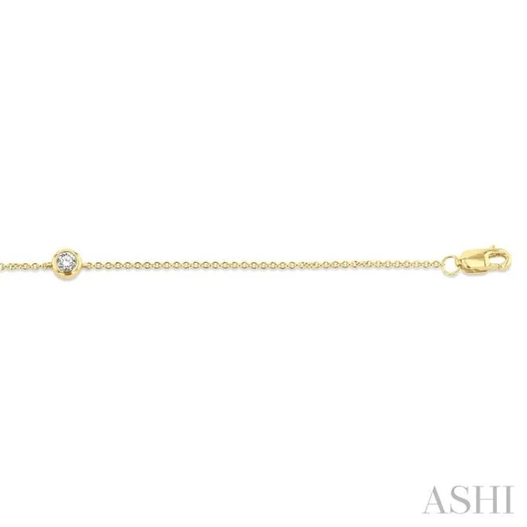 1/10 ctw Bezel Set Round Cut Diamond Petite Fashion Bracelet in 10K Yellow Gold