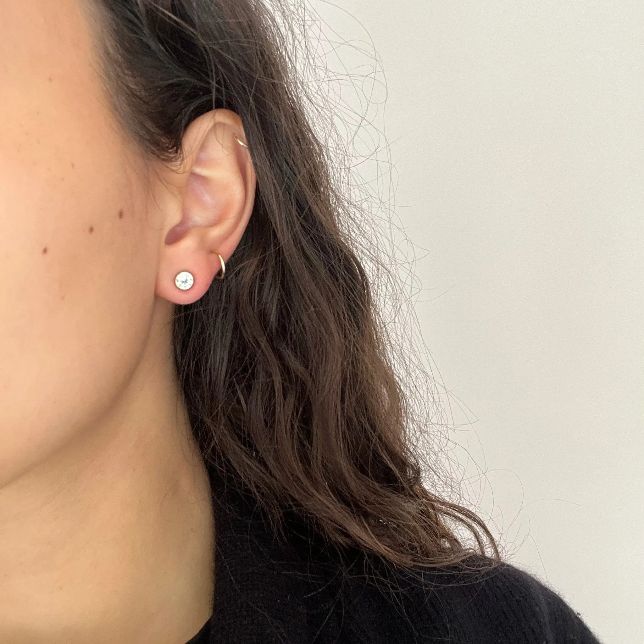 1.15ctw Old European Cut Diamond Bezel Stud Earrings