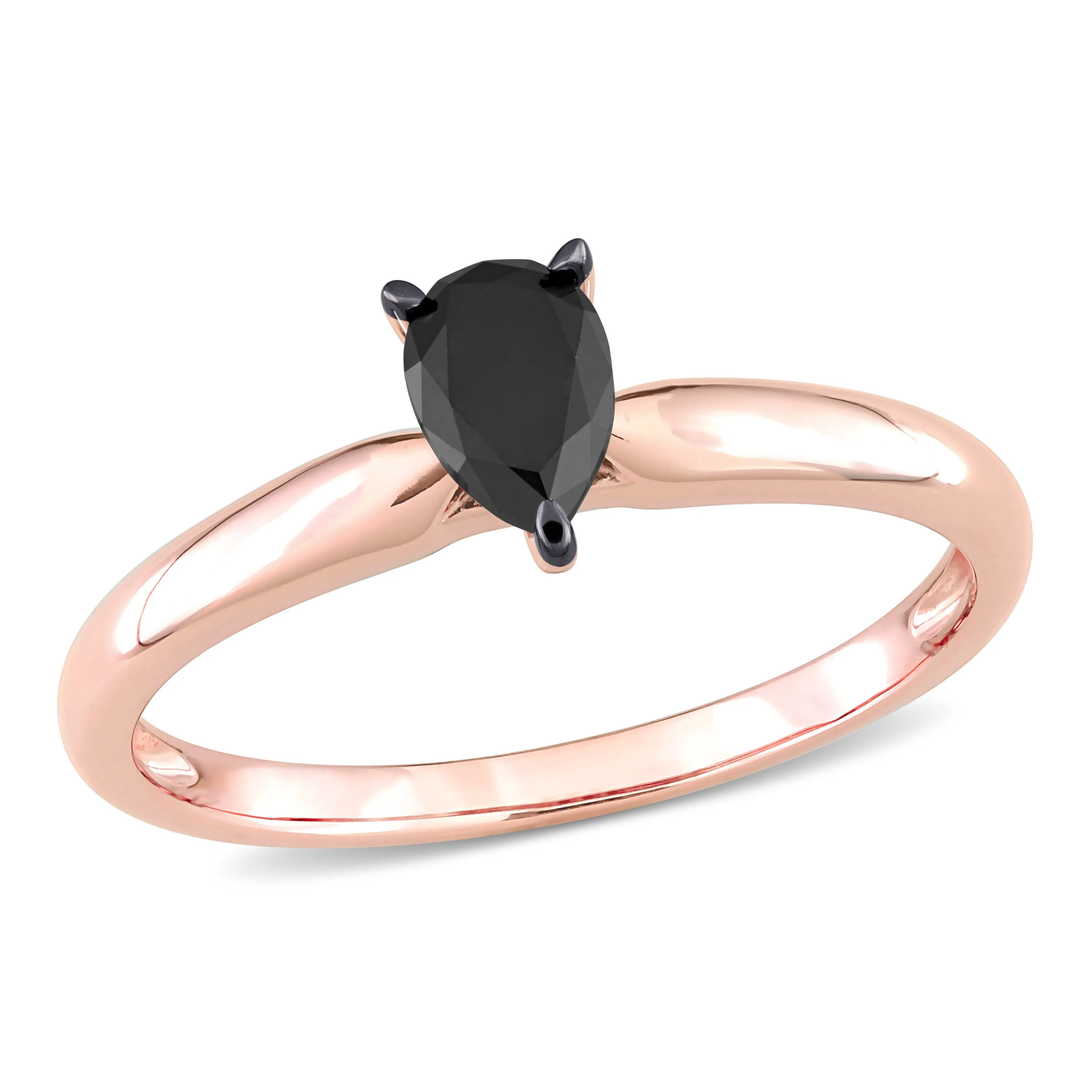 1/2 CT Black PearDiamond Rhodium Plated Engagement Ring