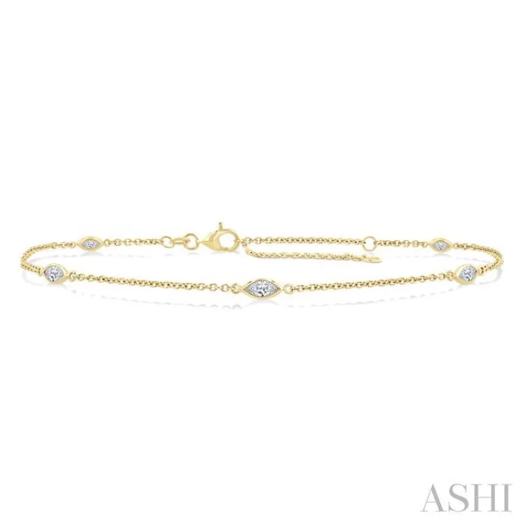 1/2 ctw Marquise Cut Diamond Station Bracelet in 14K Yellow Gold