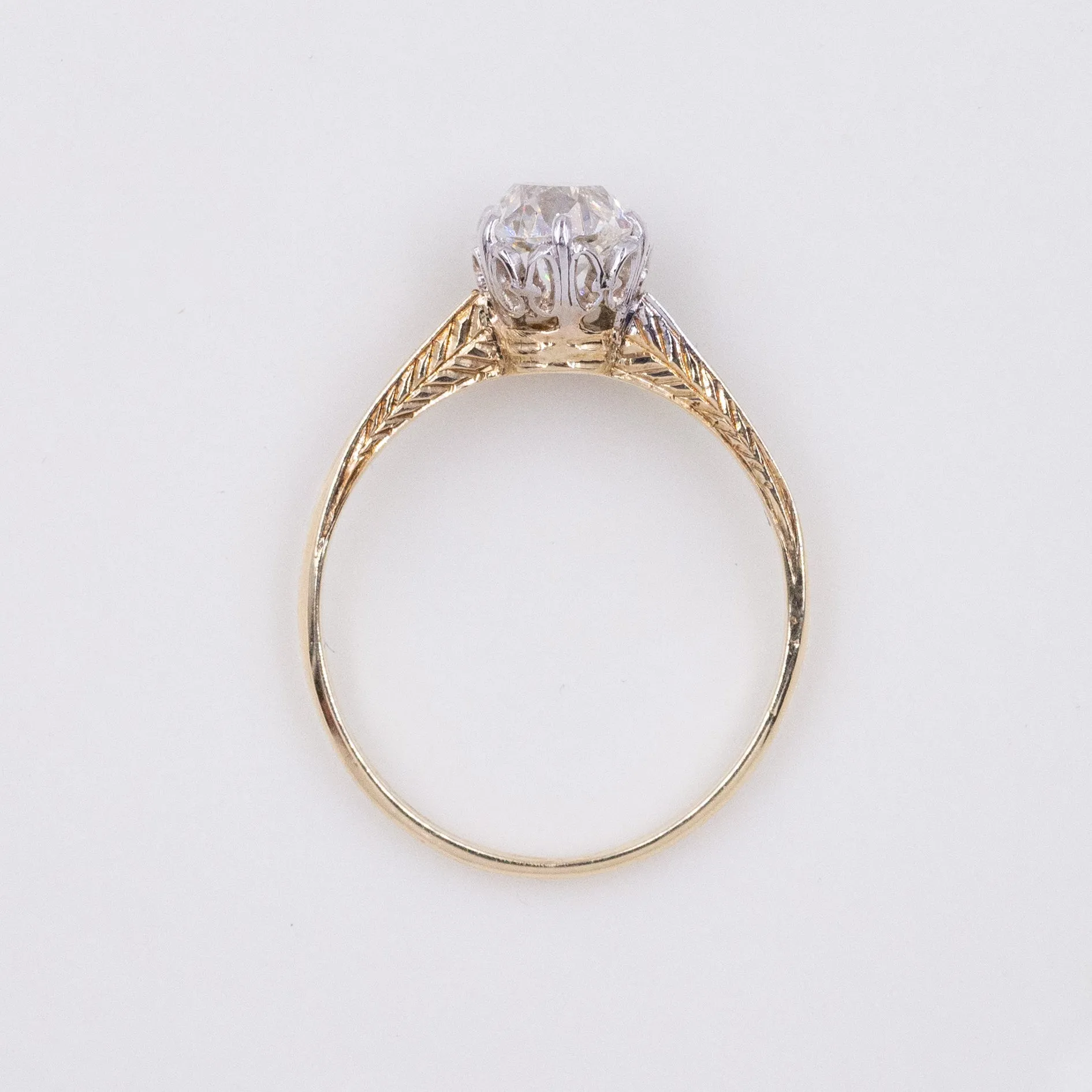 1.21 Carat Old Mine-Cut Diamond Ring C. 1900s