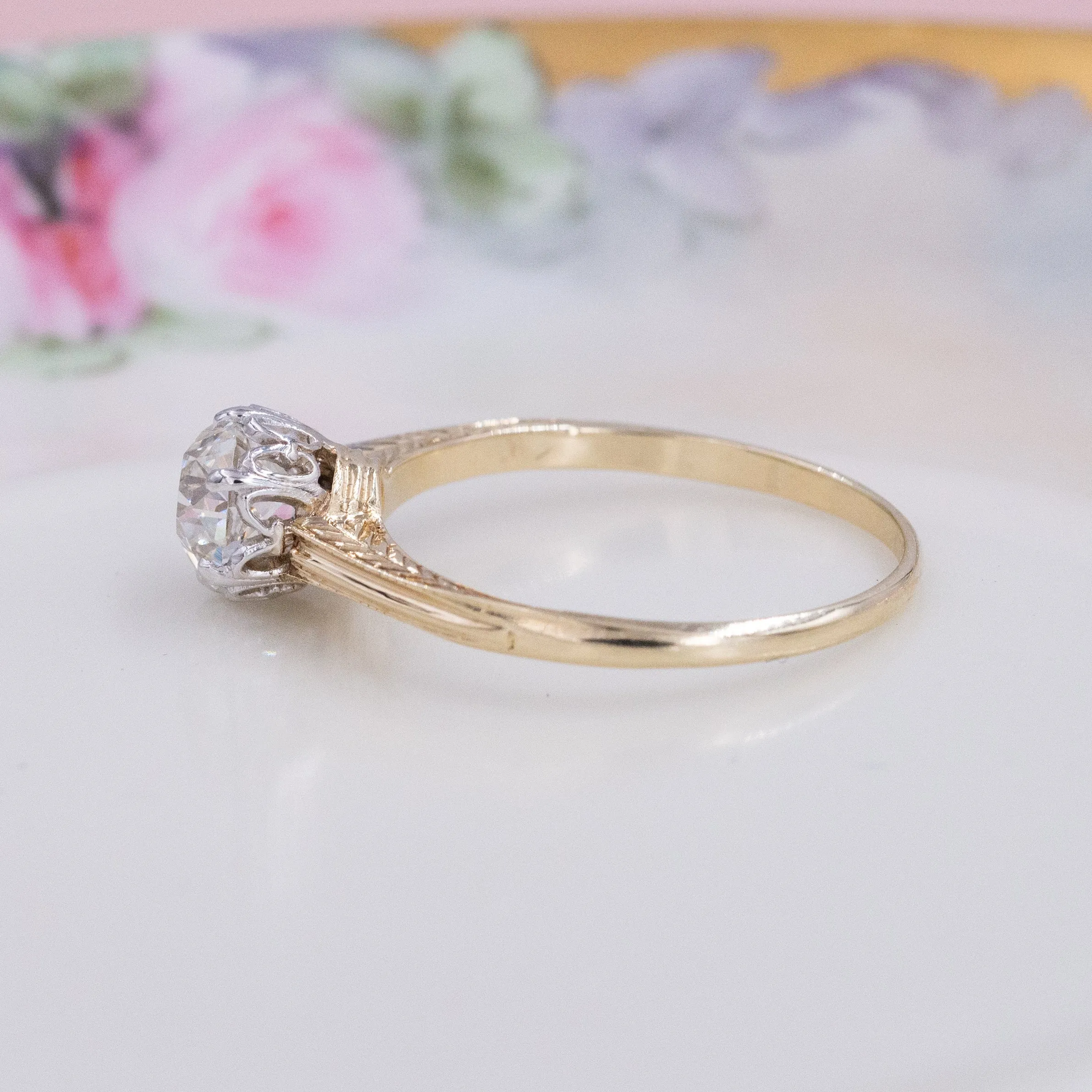 1.21 Carat Old Mine-Cut Diamond Ring C. 1900s