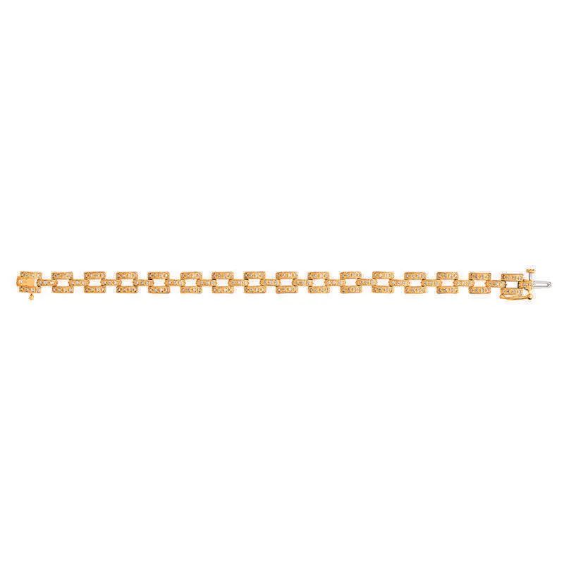 1.25 Carat Natural Diamond Bracelet G SI 14K Yellow Gold 7 inches