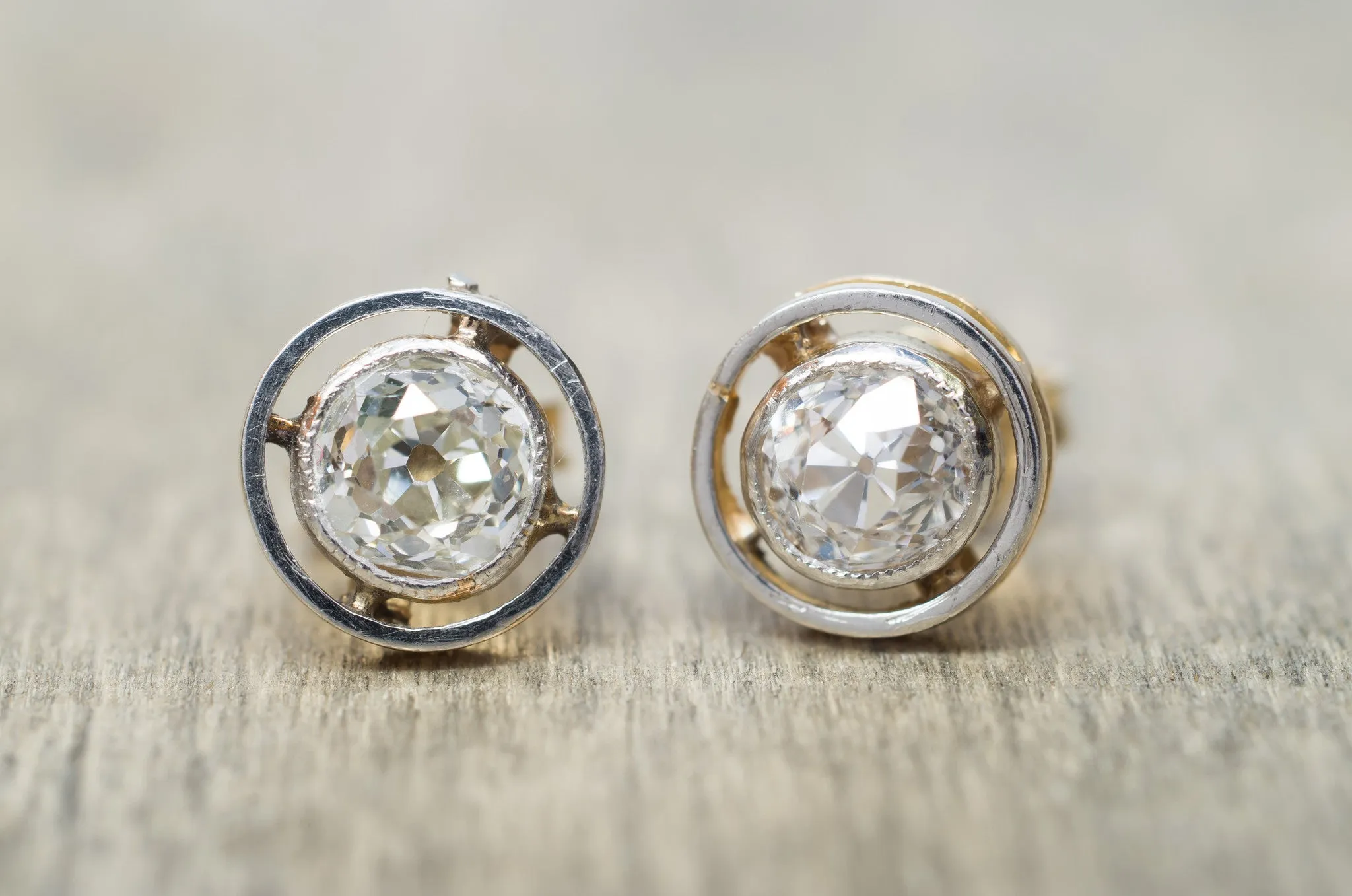 1.27CTW OLD MINE CUT DIAMOND STUDS