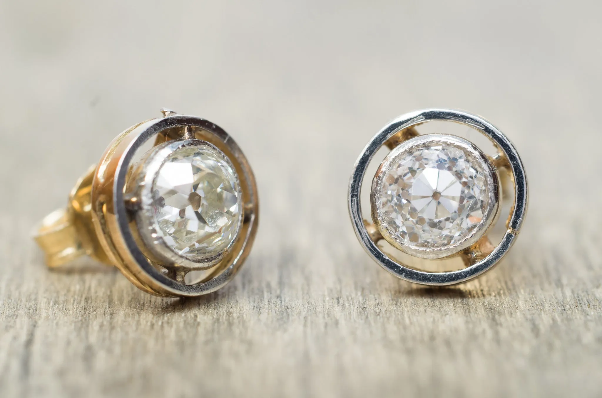 1.27CTW OLD MINE CUT DIAMOND STUDS