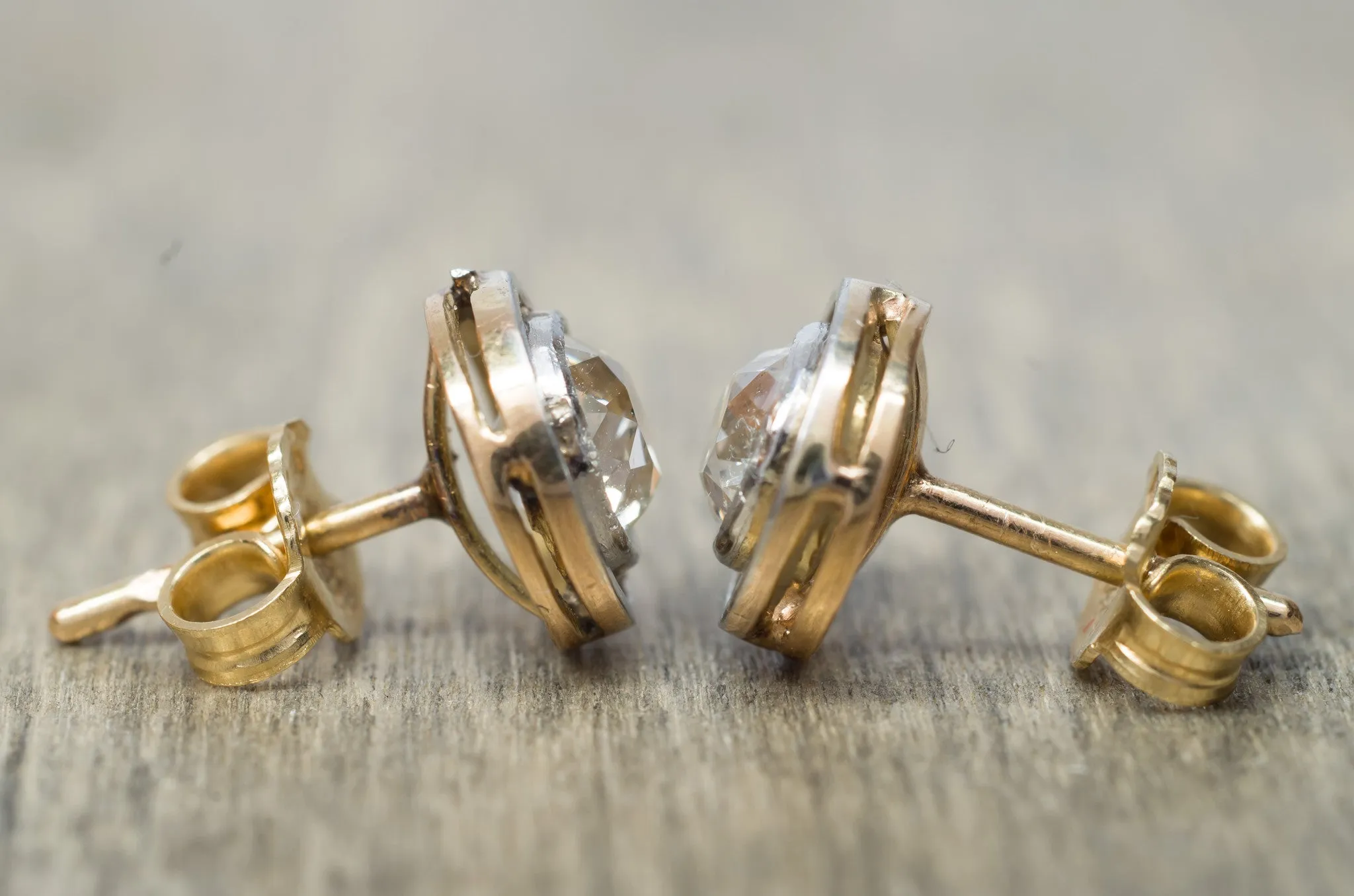 1.27CTW OLD MINE CUT DIAMOND STUDS