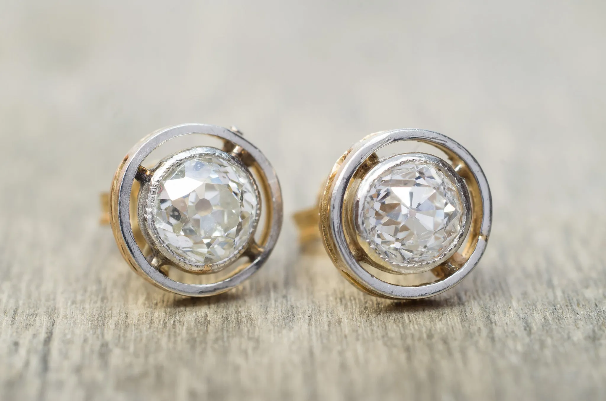 1.27CTW OLD MINE CUT DIAMOND STUDS