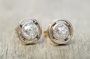 1.27CTW OLD MINE CUT DIAMOND STUDS