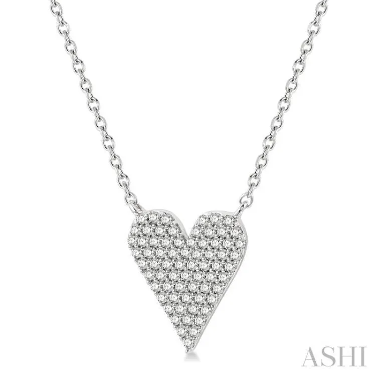 1/4 ctw Heart Charm Round Cut Diamond Fashion Pendant in 10K White Gold