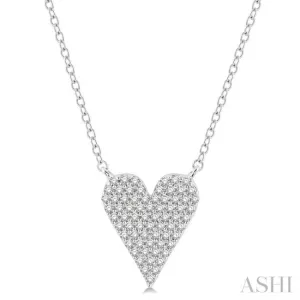 1/4 ctw Heart Charm Round Cut Diamond Fashion Pendant in 10K White Gold