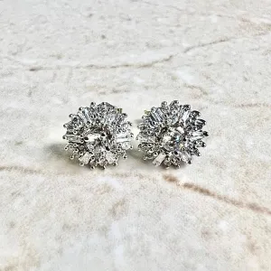 14 Karat White Gold 1/2 Carat Diamond Halo Stud Earrings