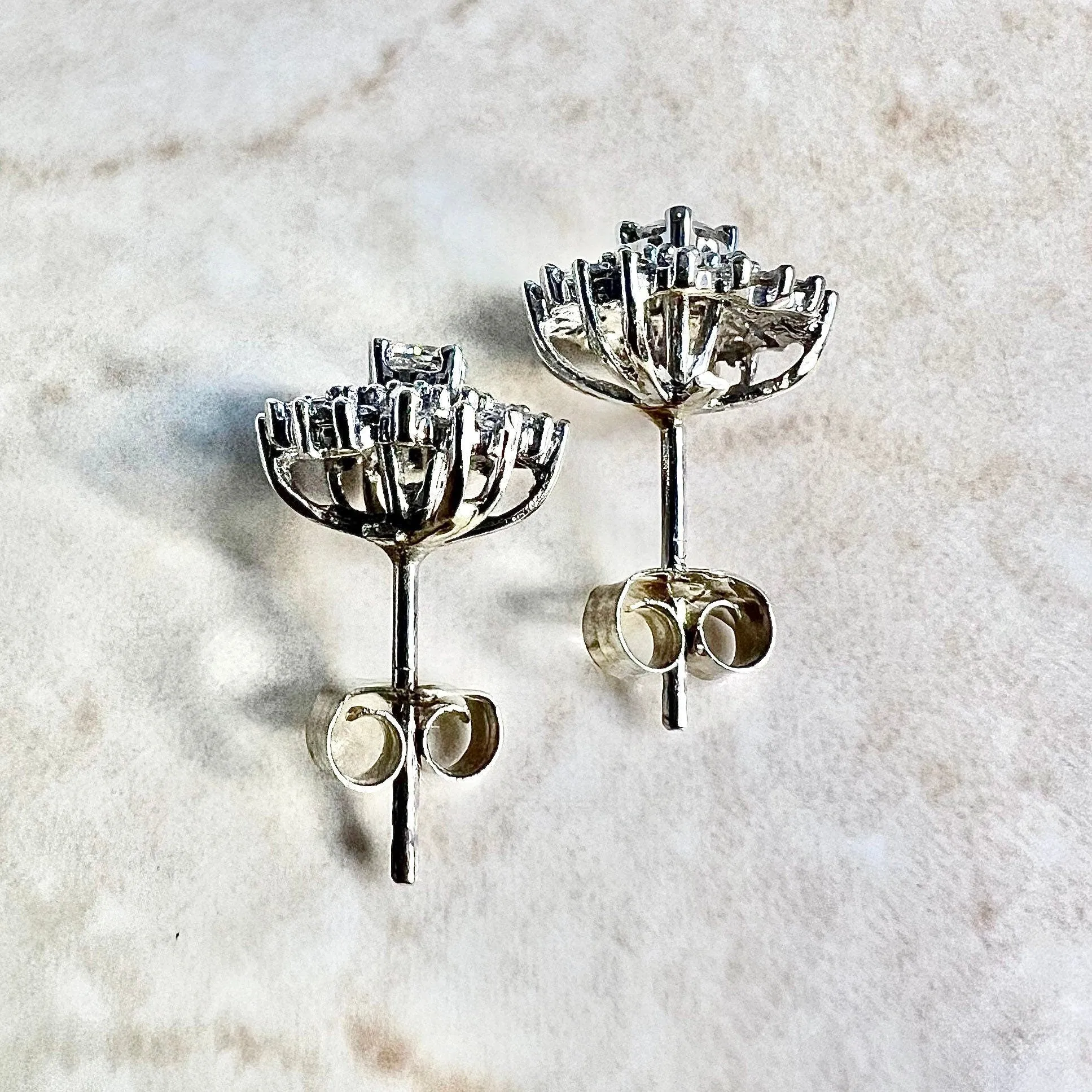 14 Karat White Gold 1/2 Carat Diamond Halo Stud Earrings
