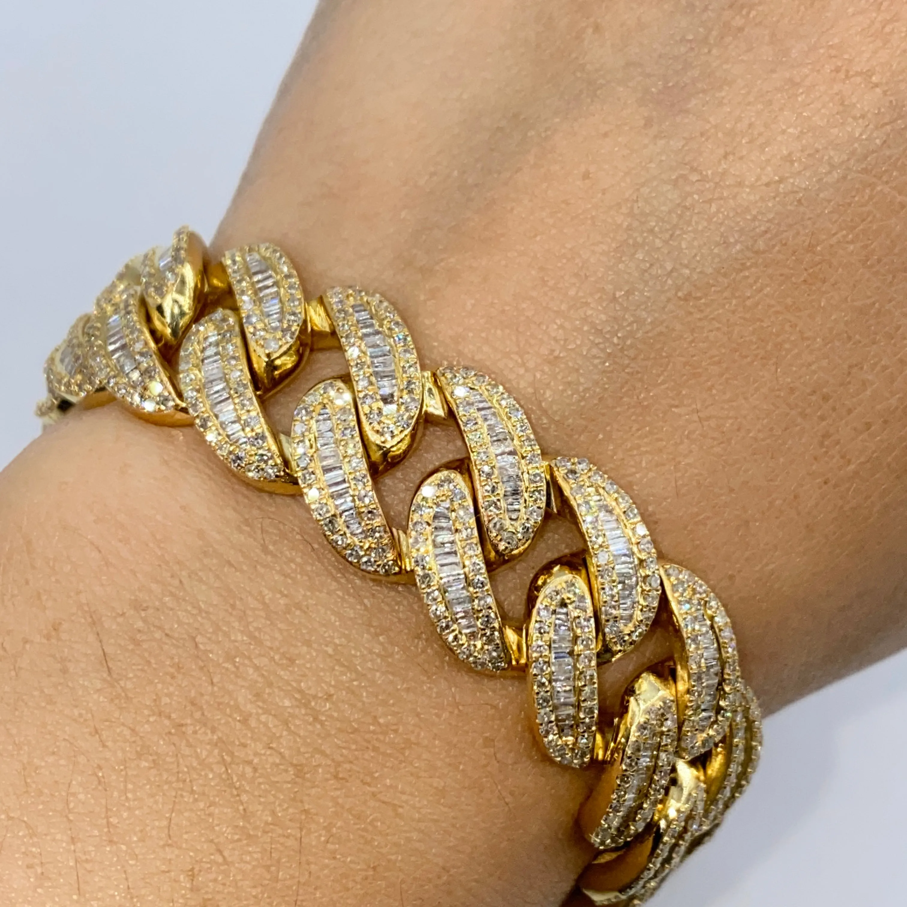 14K 14MM Chubby Cuban Link Diamond Bracelet