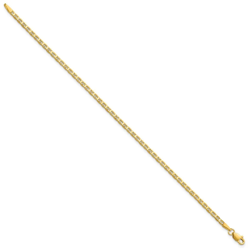 14K 7 inch 2.4mm Concave Anchor with Lobster Clasp Chain