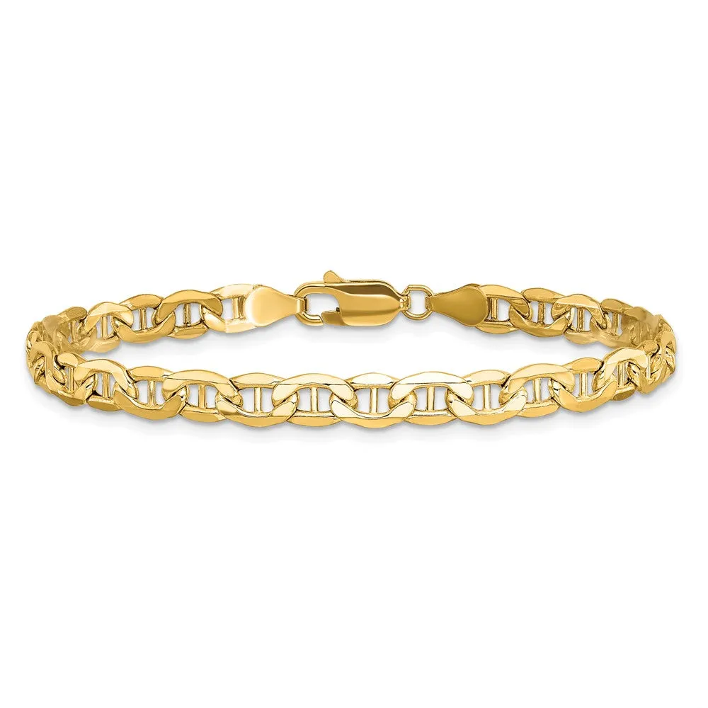14K 8 inch 4.75mm Semi-Solid Anchor with Lobster Clasp Bracelet