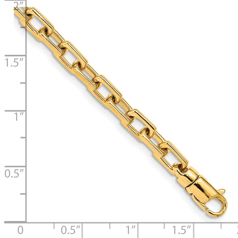 14K 8 inch 5mm Hand Polished Fancy Link with Lobster Clasp Bracelet