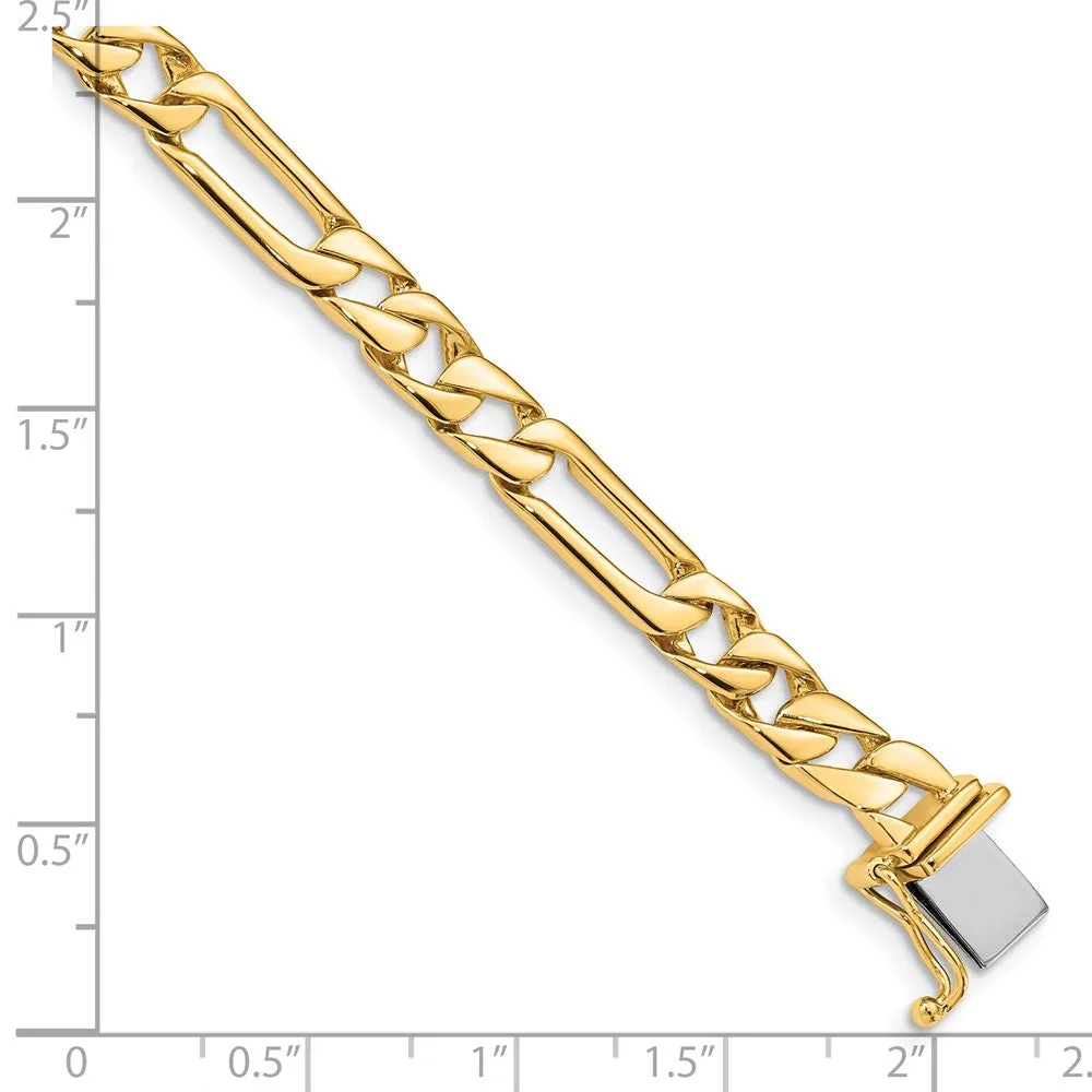 14K 8 inch 6mm Hand Polished Figaro Link with Box Catch Clasp Bracelet