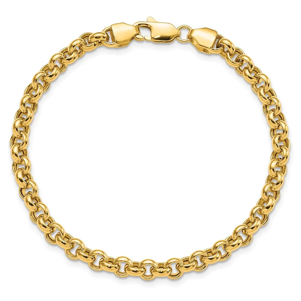 14k 8.5in 5mm Polished Fancy Rolo Link Bracelet